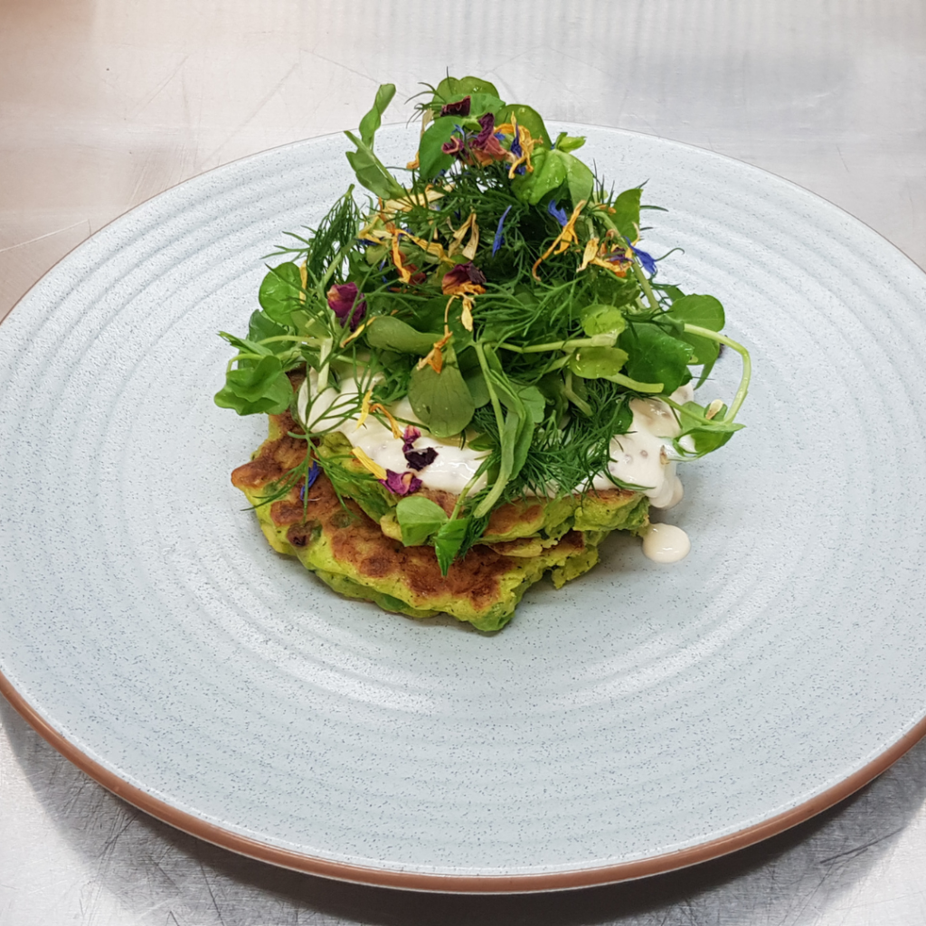 Zucchini, Pea & Fetta Fritters