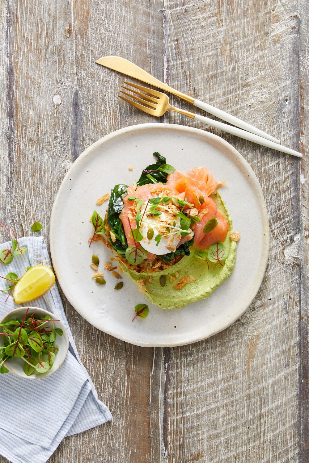 Smoked Salmon, Avo & Potato Rosti